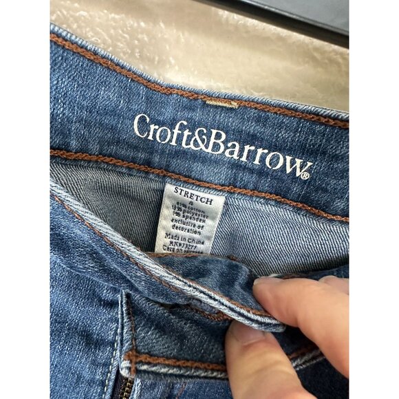 Croft & Barrow‎ Womens Blue Bermuda 4 Shorts cuffed button zipper cotton - Picture 2 of 6